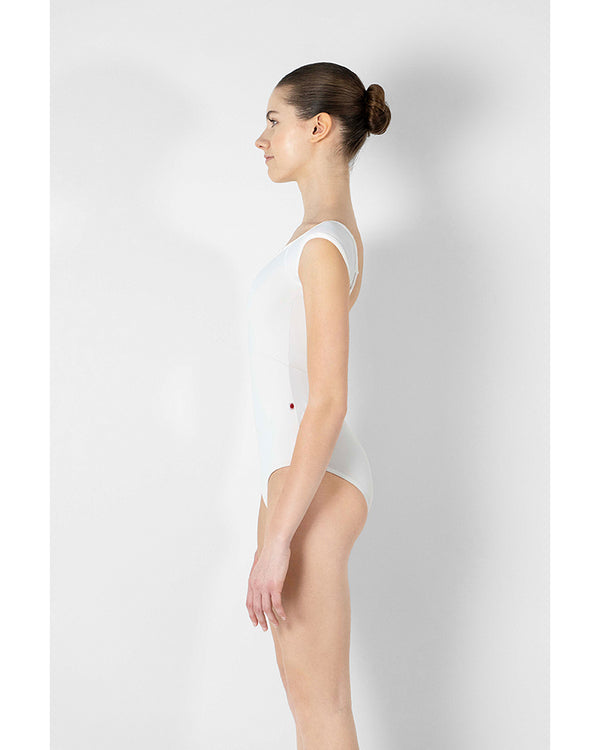 Yumiko Charlotte Mock Neck Front Zip Open Back Sleeveless Leotard