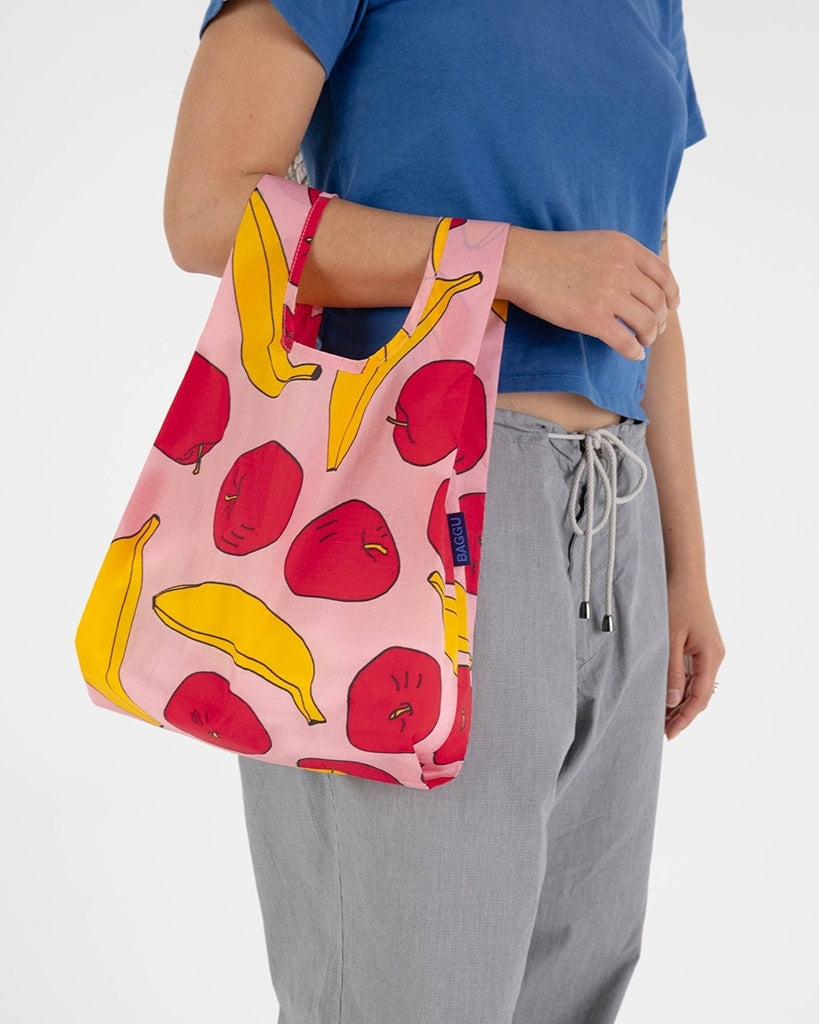 Baggu Small Reusable Bag - Light Pink Apples &amp; Bananas