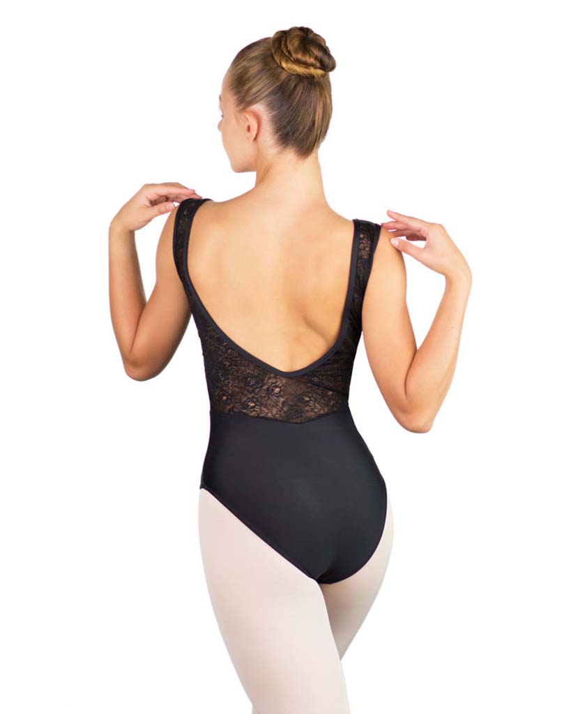 Ballet Rosa Inaya Pinch Seamed Front Lace Open Back Tank Leotard - Womens