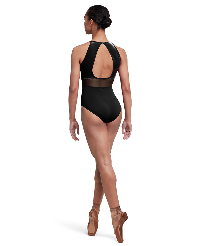 Bloch Kai High Neck Mesh Open Back Velvet Halter Leotard - L5615 Womens