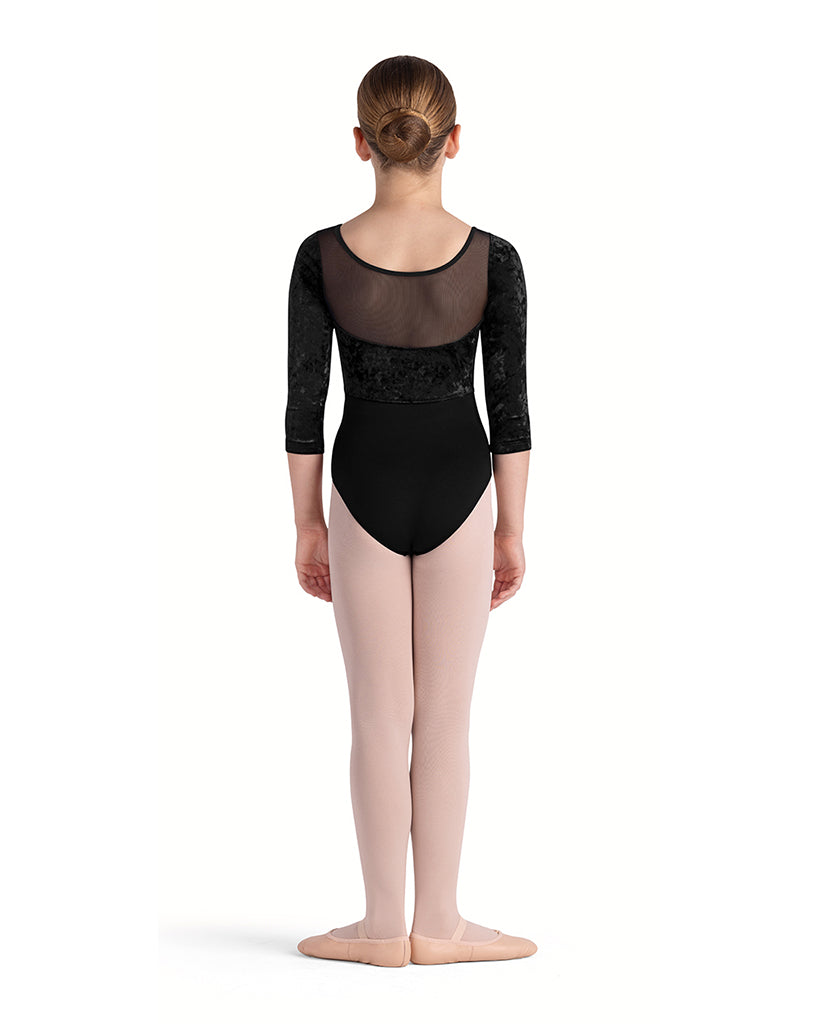 Bloch Layla Scoop Sweetheart Neck Velvet Diamante Mesh Back 3/4 Sleeve Leotard - CL5246 Girls