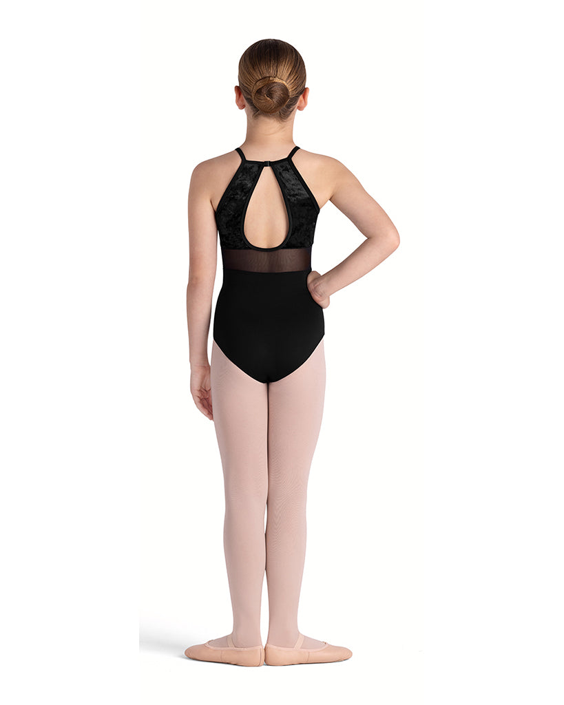 Bloch Rosie Velvet Diamante Bodice Mesh Open Back Camisole Leotard - CL5665 Girls