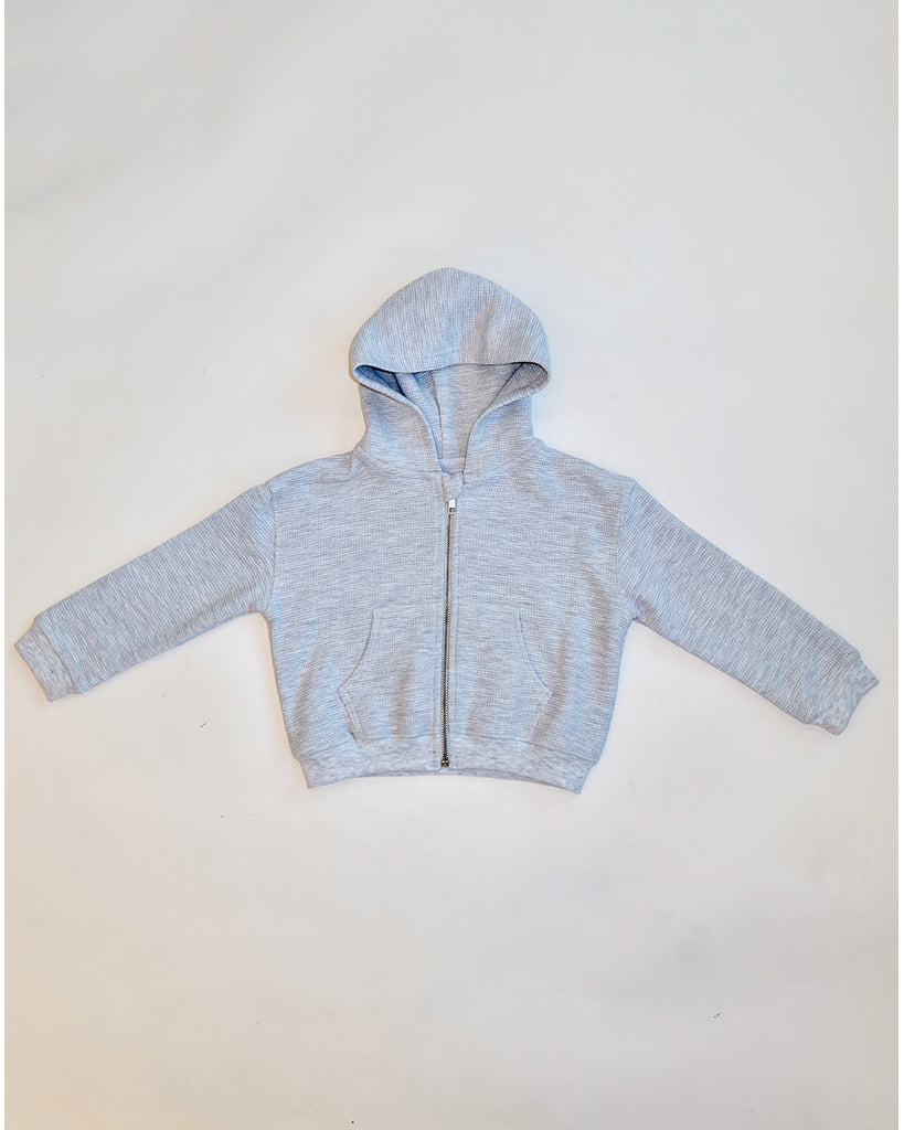 Brunette the Label Little Babes Waffle Knit Full Zip Big Brother Hoodie - Girls