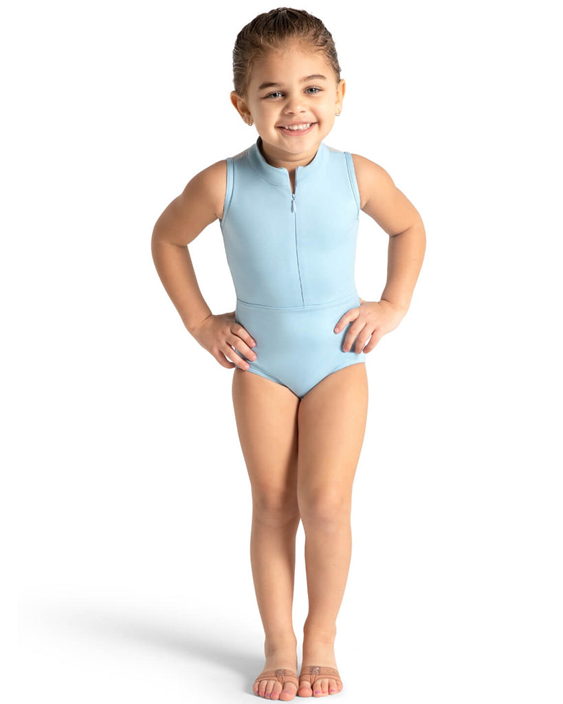 Capezio High Neck Zip Front Polka Dot Mesh Back Leotard - 12002C Girls