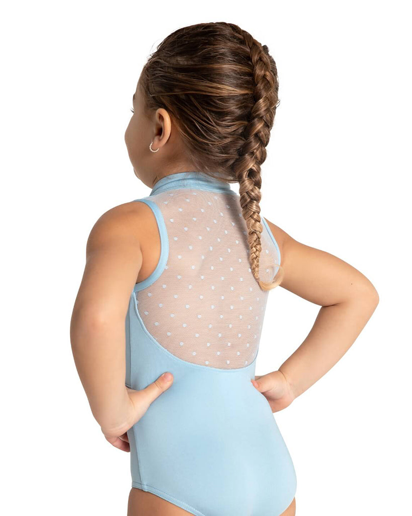 Capezio High Neck Zip Front Polka Dot Mesh Back Leotard - 12002C Girls