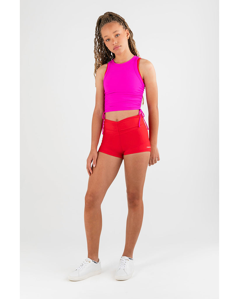 Girls red shorts best sale