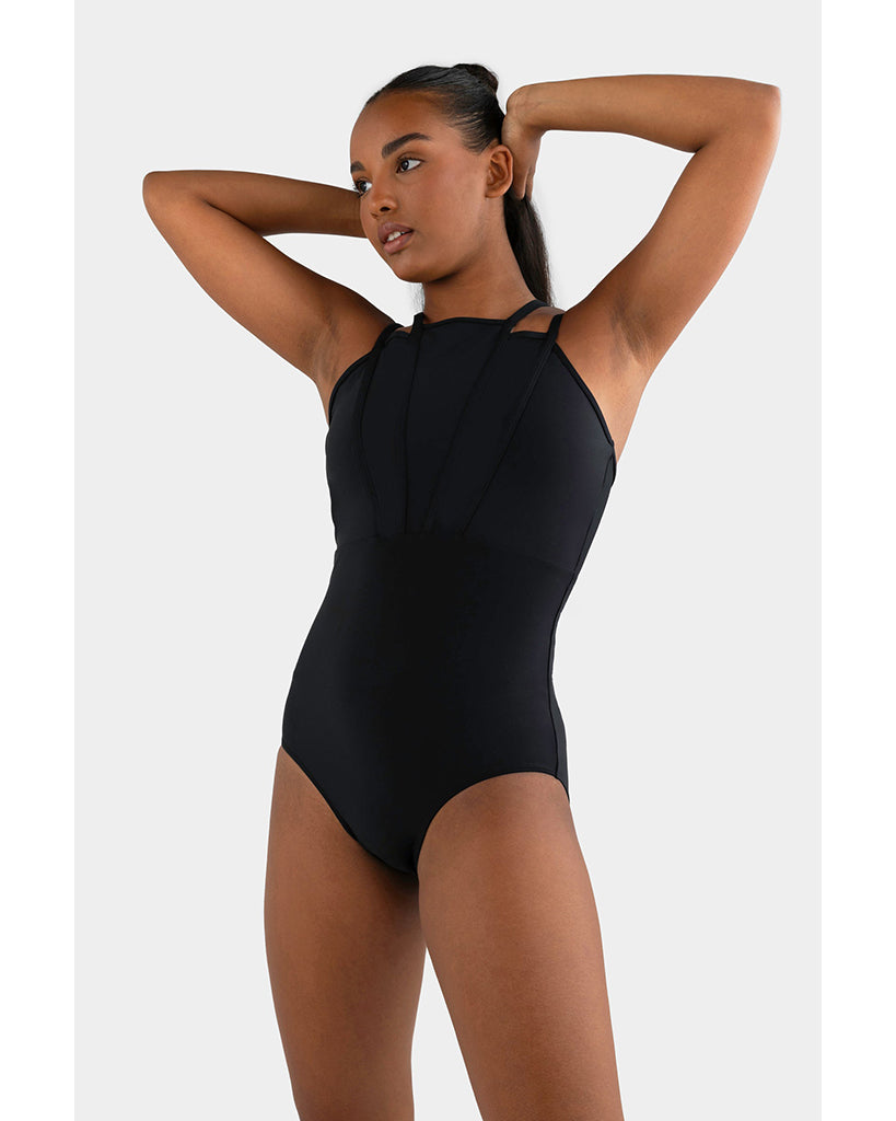 Every Turn Cinched Double Strap Leotard - Girls - Black