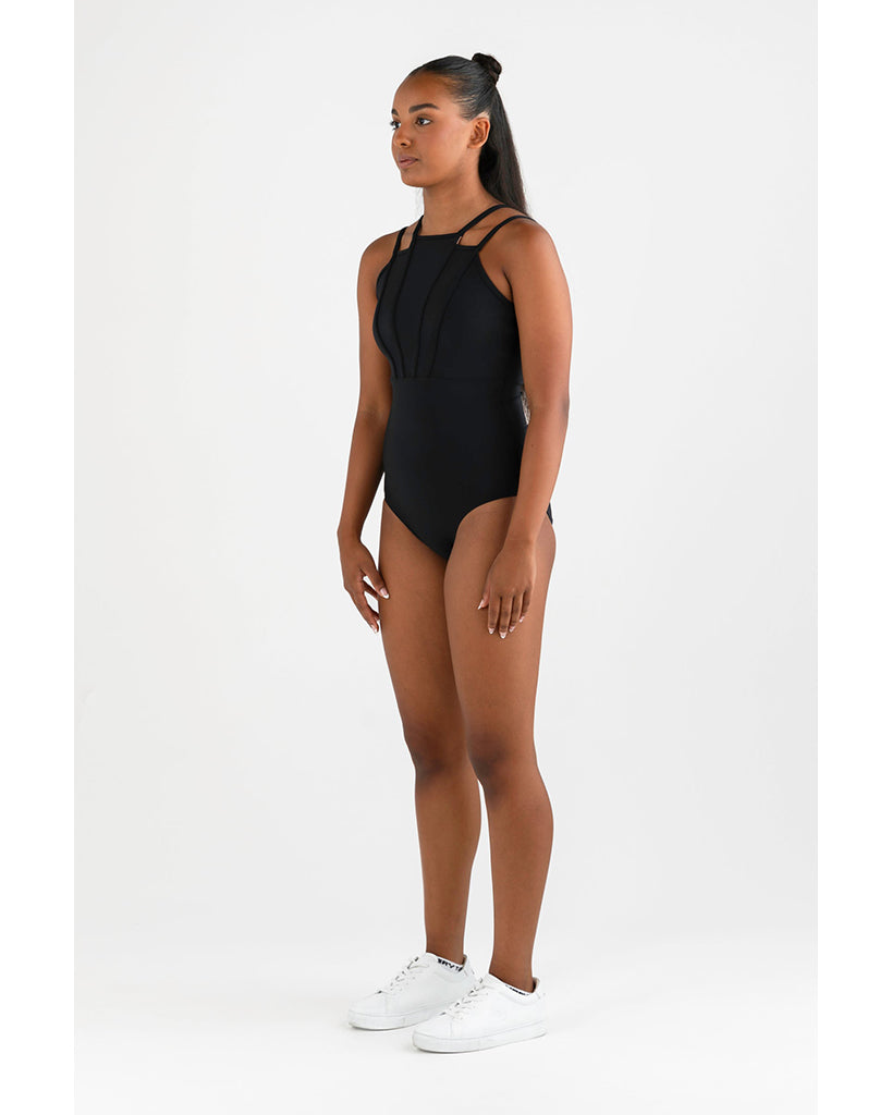 Every Turn Cinched Double Strap Leotard - Girls - Black