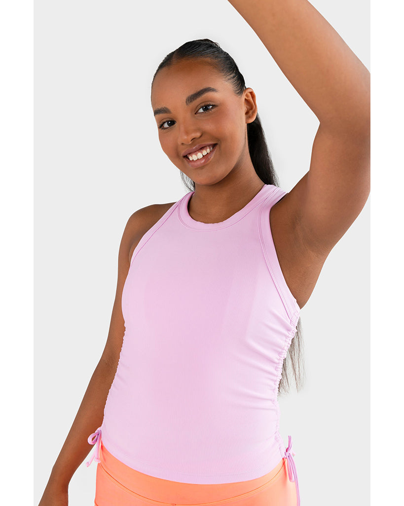 Every Turn Peppa Cropped Rib Singlet - Girls - Fairy Floss Pink