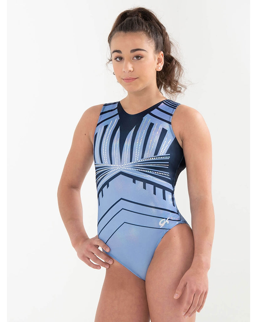 GK Elite Printed Composed Gymnastic Tank Leotard - 3880 Womens - Periwinkle Print