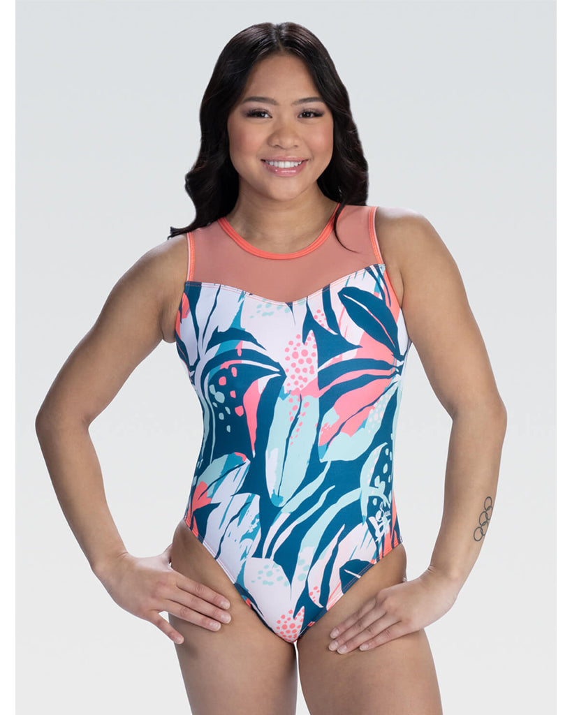 GK Elite Suni Lee Grounded Growth Gymnastic Tank Leotard - E4960 Girls - Multicoloured Floral Print