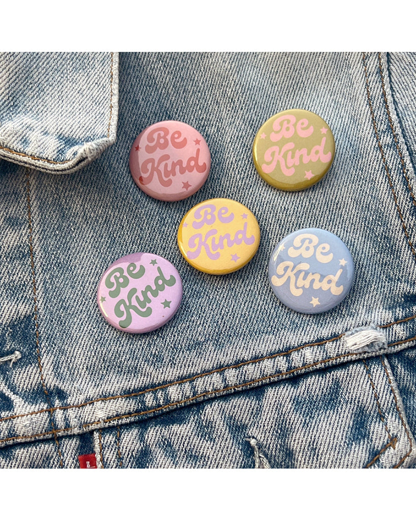 Kindness is Magic Be Kind Button Pin - Lilac