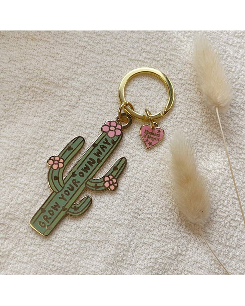 Kindness is Magic Grow Your Own Way Cactus Enamel Keychain