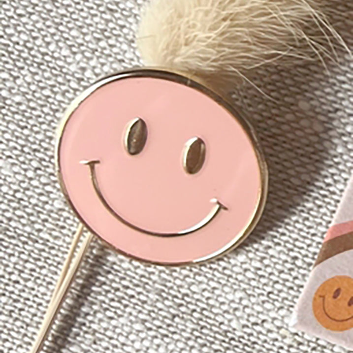 Kindness is Magic Smiley Enamel Pin - Peach