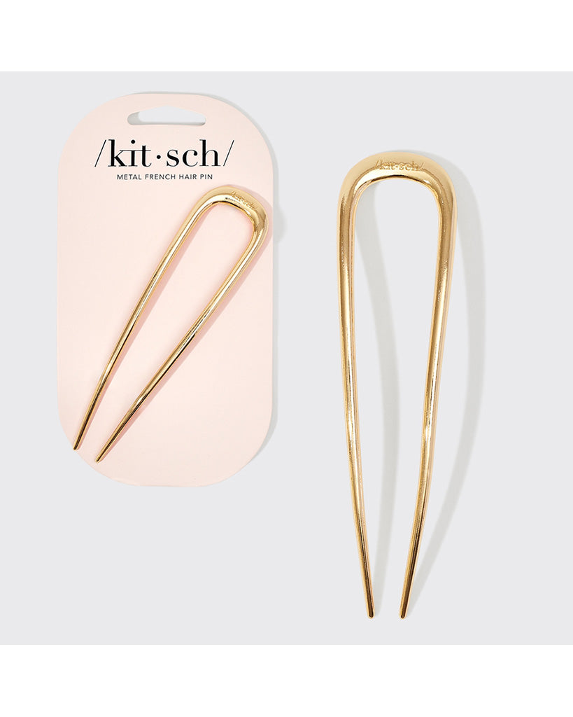 Kitsch Metal French Hair Pin 1pc - Gold