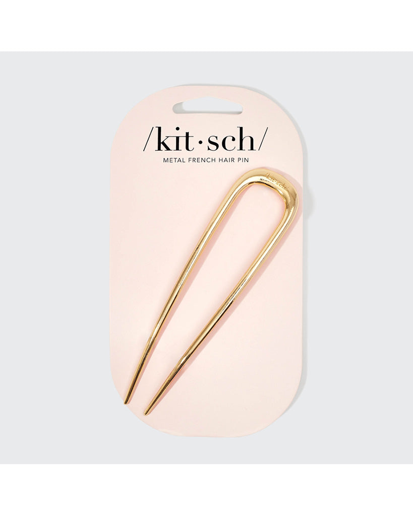 Kitsch Metal French Hair Pin 1pc - Gold