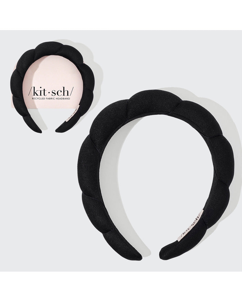 Kitsch Recycled Fabric Puffy Headband 1pc  - Black