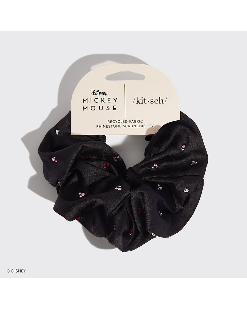 Kitsch &amp; Mickey and Minnie Recycled Fabric Scrunchie - Black