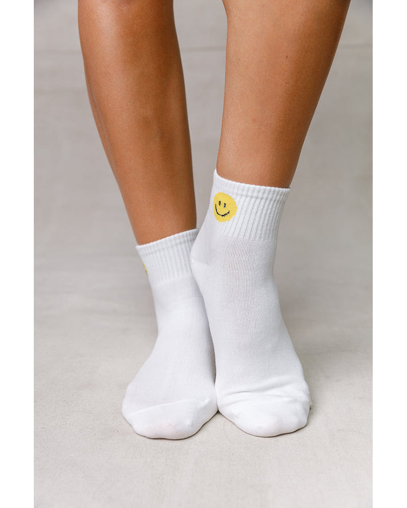 LimLim Crew Smiley Socks - Womens - White