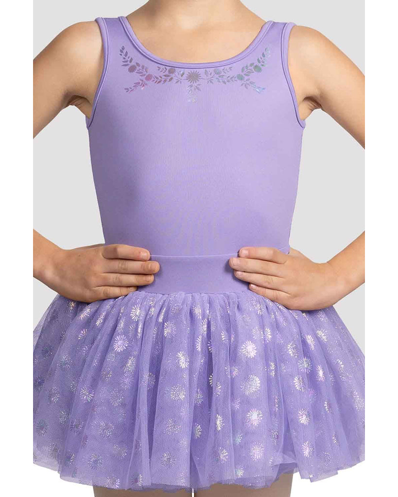 Mirella Sweetheart Neck Floral Iridescent Printed Mesh Tank Tutu Ballet Dress - M490C Girls