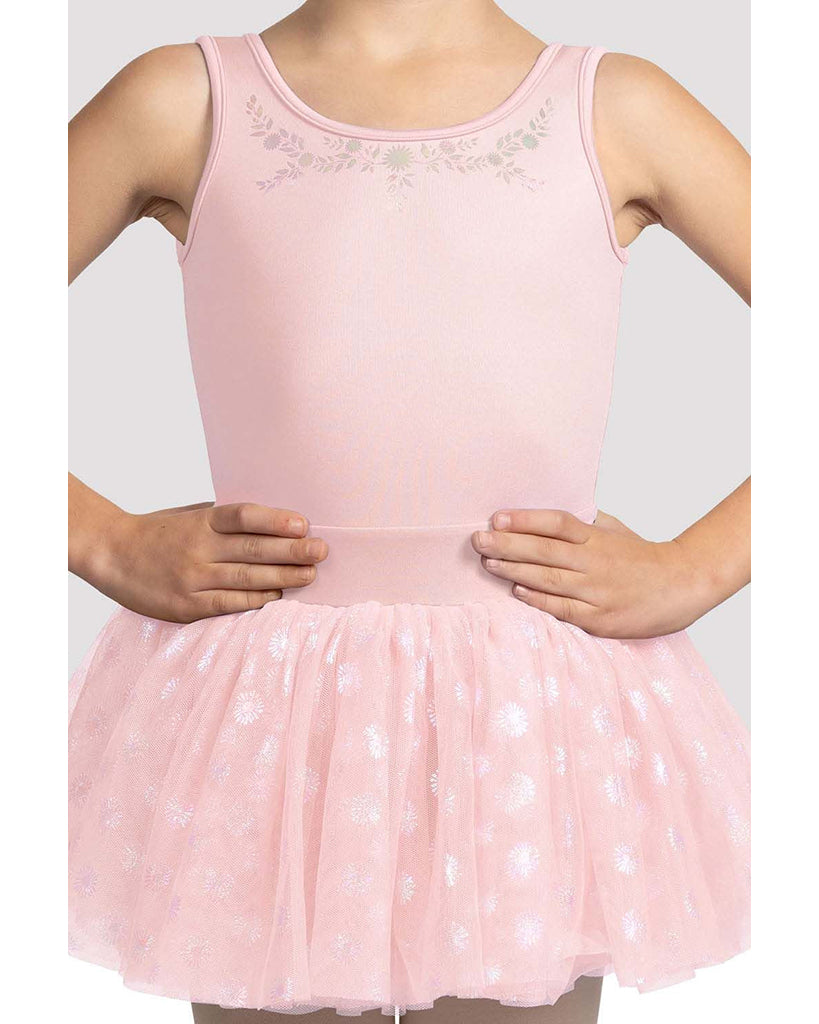 Mirella Sweetheart Neck Floral Iridescent Printed Mesh Tank Tutu Ballet Dress - M490C Girls