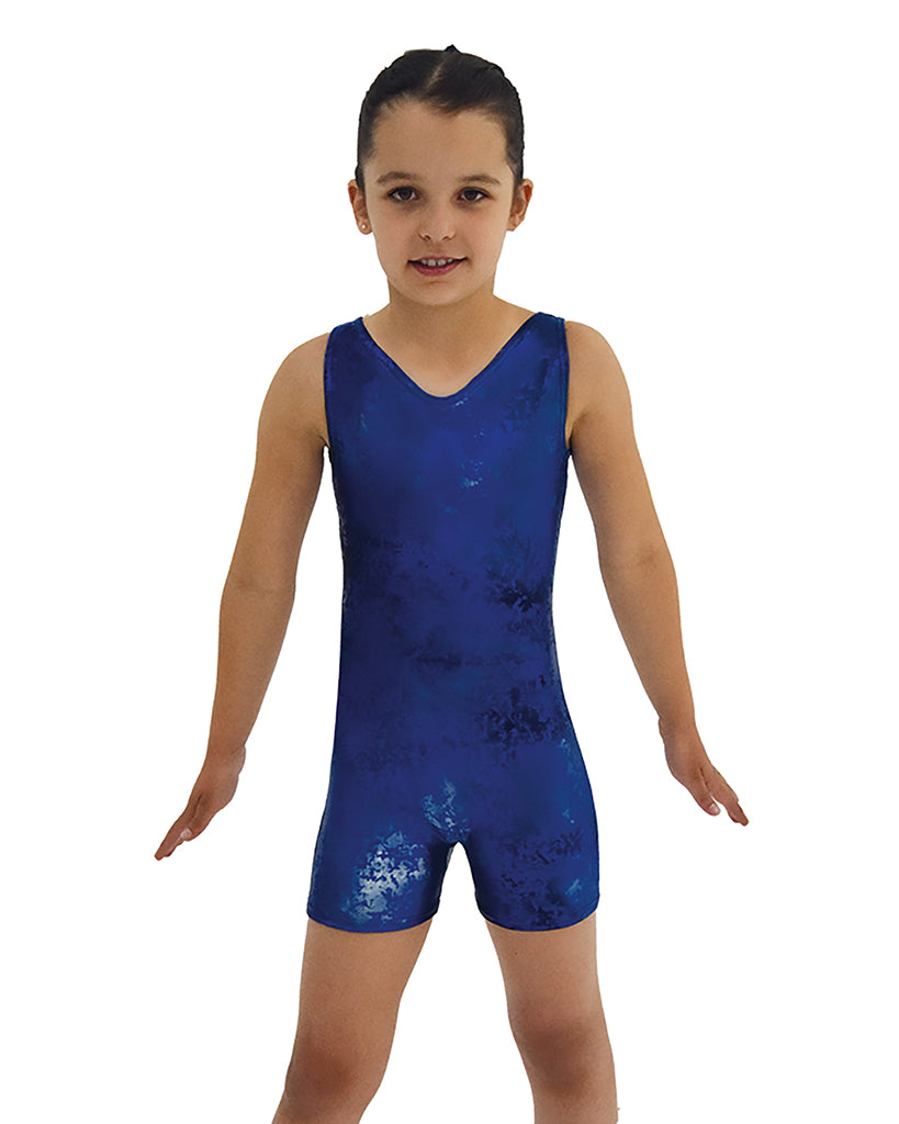 Mondor Abstract Print Gymnastic Biketard - 7808C - Ice Cave Print Girls