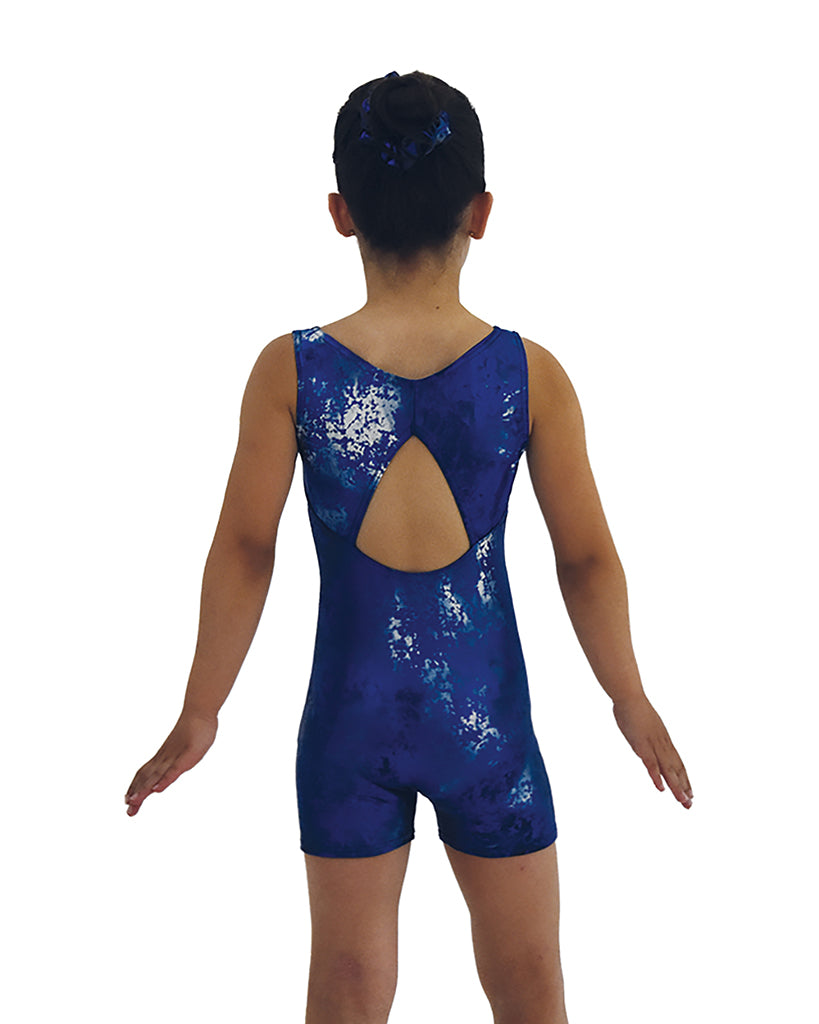 Mondor Abstract Print Gymnastic Biketard - 7808C - Ice Cave Print Girls