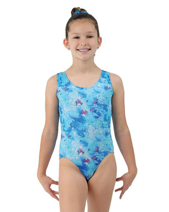 Mondor Abstract Print Gymnastic Tank Leotard - 37822C Girls