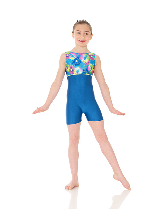 Mondor Combination Print Gymnastic Biketard - 27845C Girls