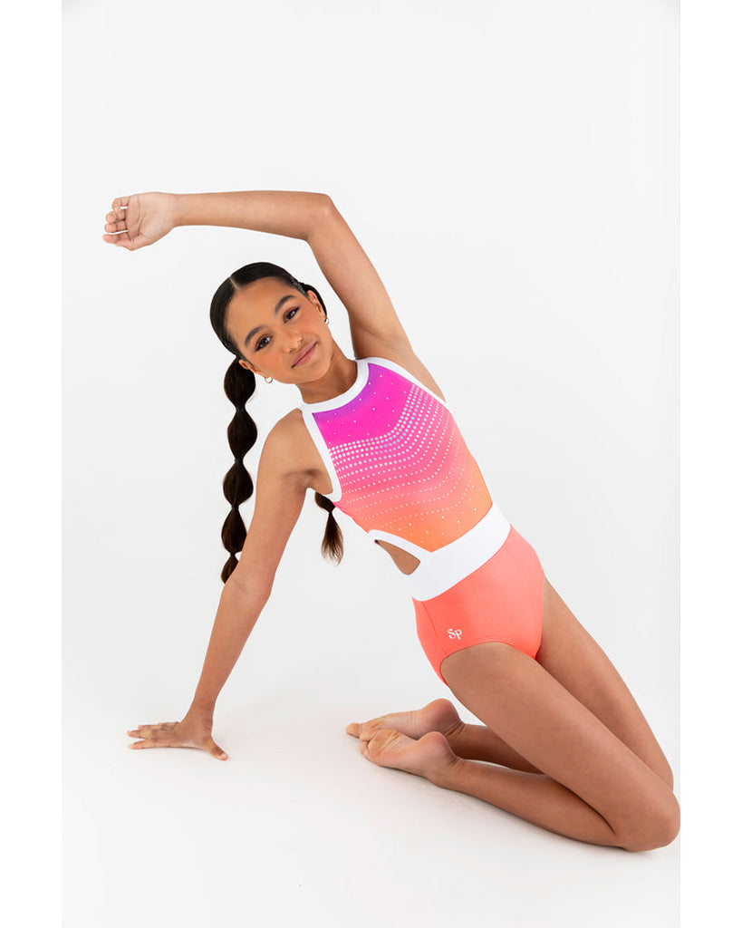 Sylvia P Ombre Wisteria Open Back Sleeveless Gymnastic Leotard - Girls