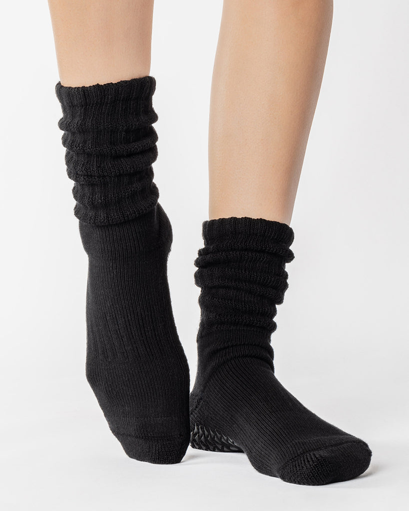 Pointe Studio Slouch Crew Grip Sock - Womens - Black