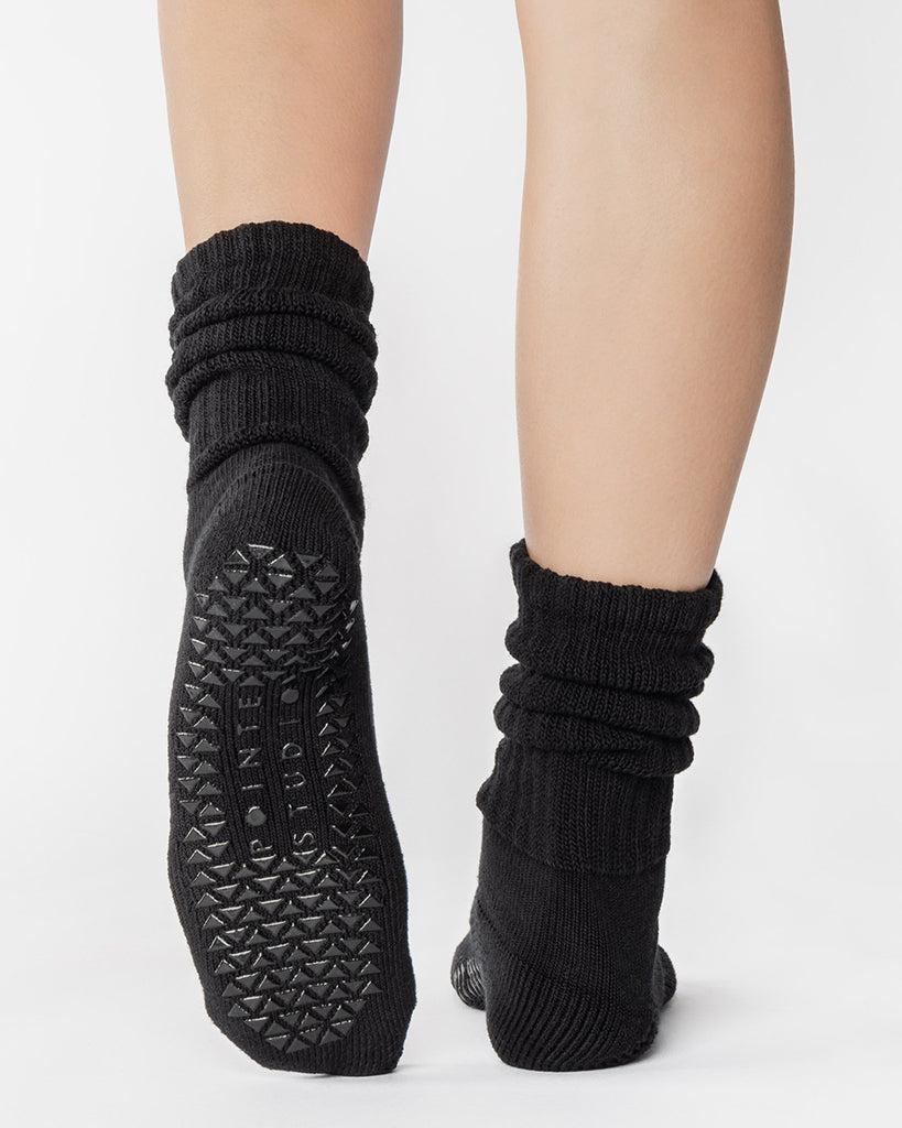 Pointe Studio Slouch Crew Grip Sock - Womens - Black