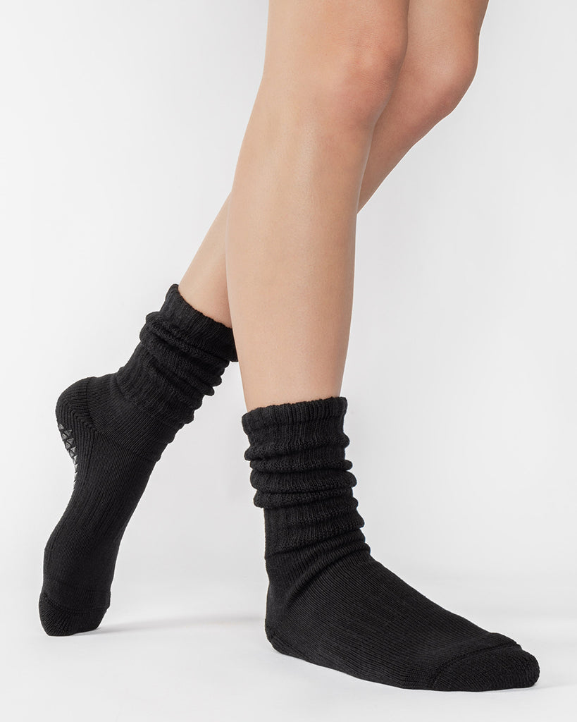 Pointe Studio Slouch Crew Grip Sock - Womens - Black