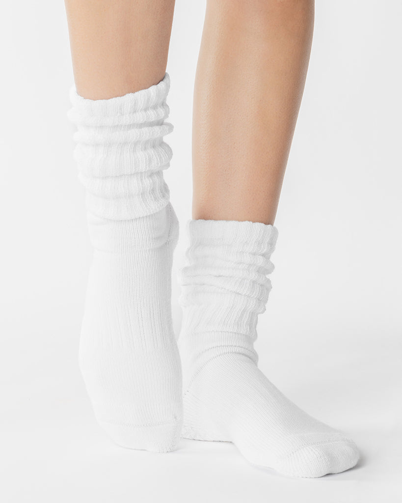 Pointe Studio Slouch Crew Grip Sock - Womens - White