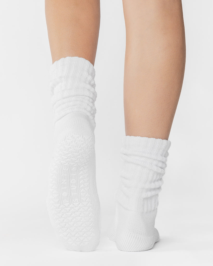 Pointe Studio Slouch Crew Grip Sock - Womens - White