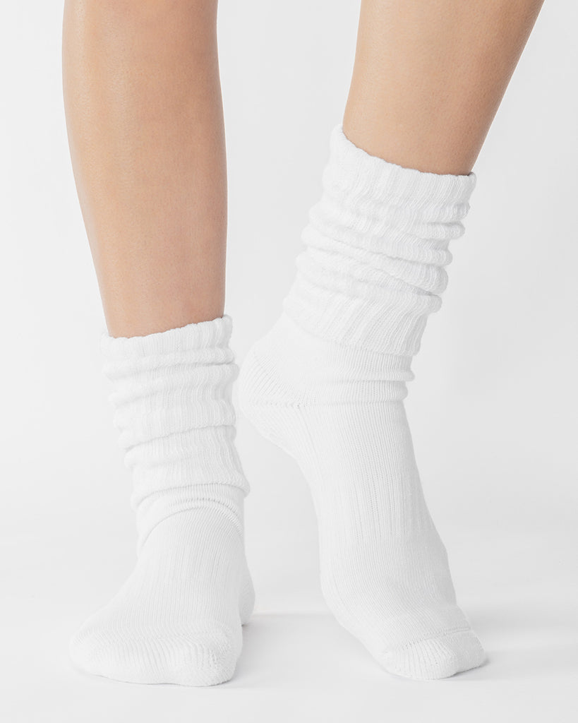 Pointe Studio Slouch Crew Grip Sock - Womens - White