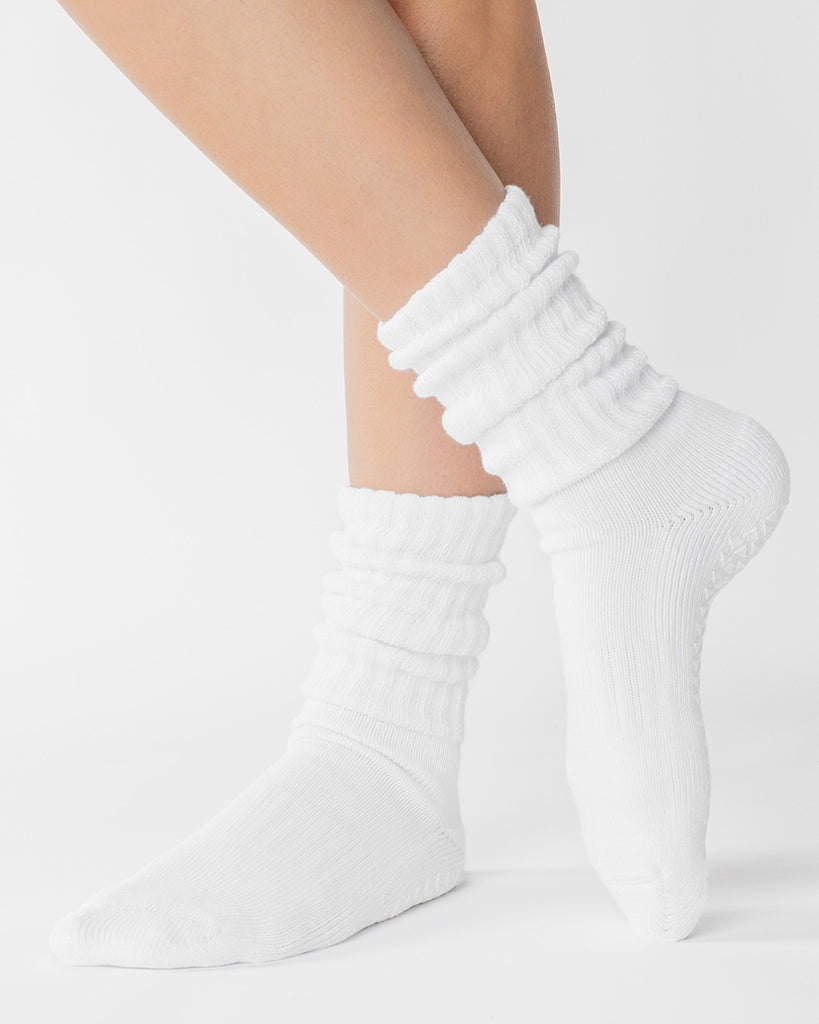 Pointe Studio Slouch Crew Grip Sock - Womens - White