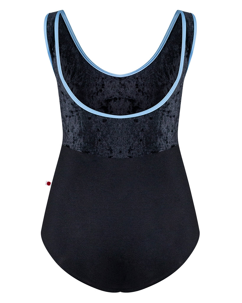 Yumiko Anna Duo with Velvet Scoop Neck and Back Tank Leotard - Womens - Black / Moontide