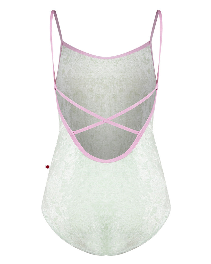 Yumiko Daniela Velvet Cross Strap Camisole Leotard - Womens - Pistachio / Confetti