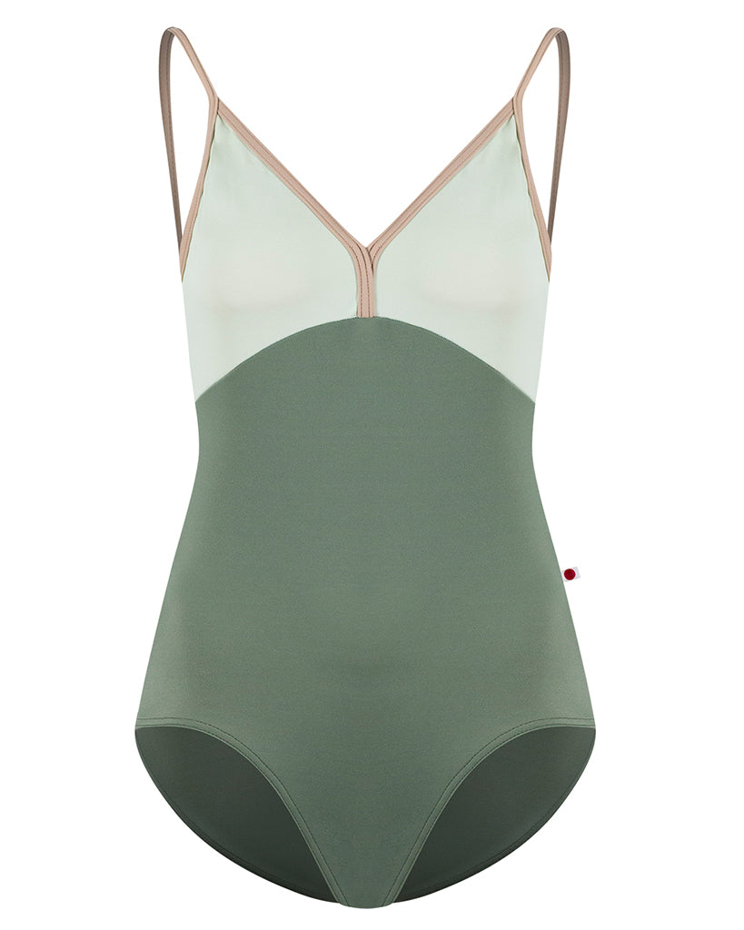 Yumiko Daria V-Front &amp; Back Camisole Leotard - Womens - Sage / Pistachio / Mosaic