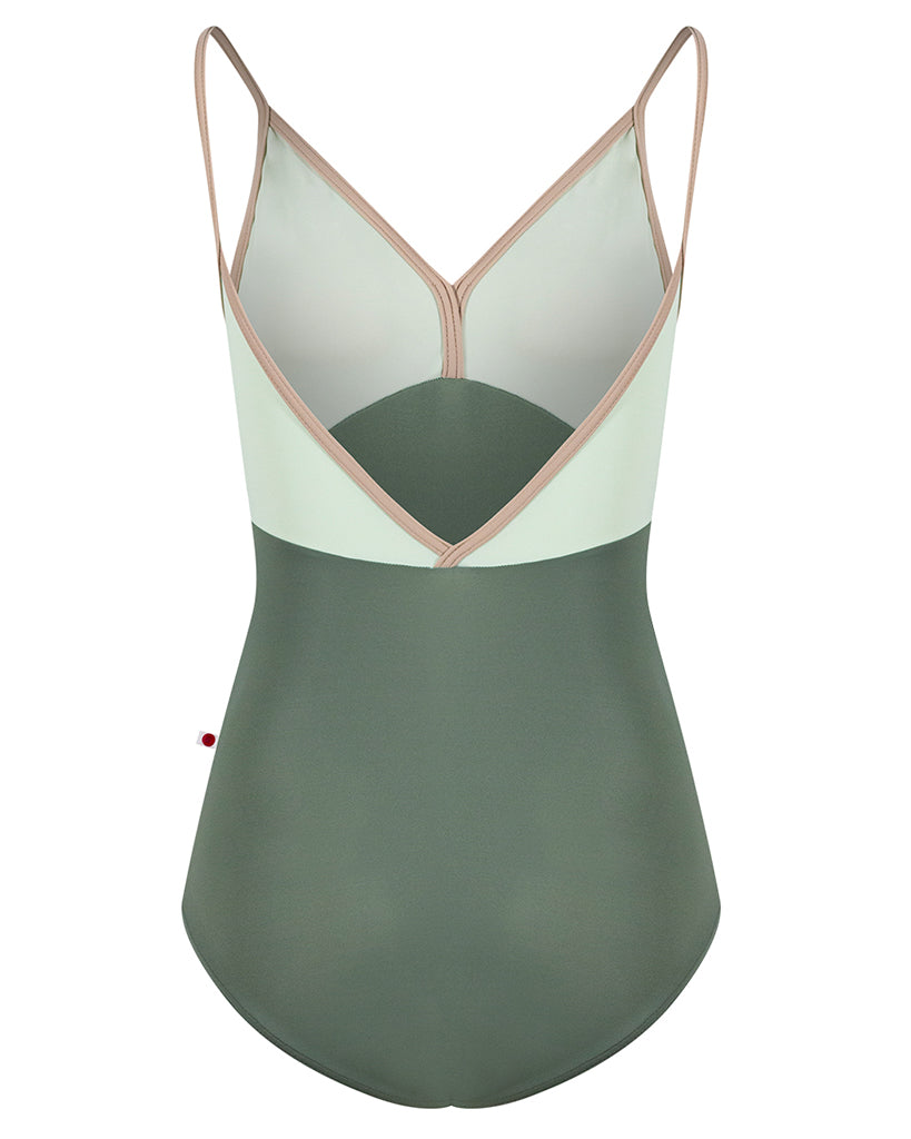 Yumiko Daria V-Front &amp; Back Camisole Leotard - Womens - Sage / Pistachio / Mosaic