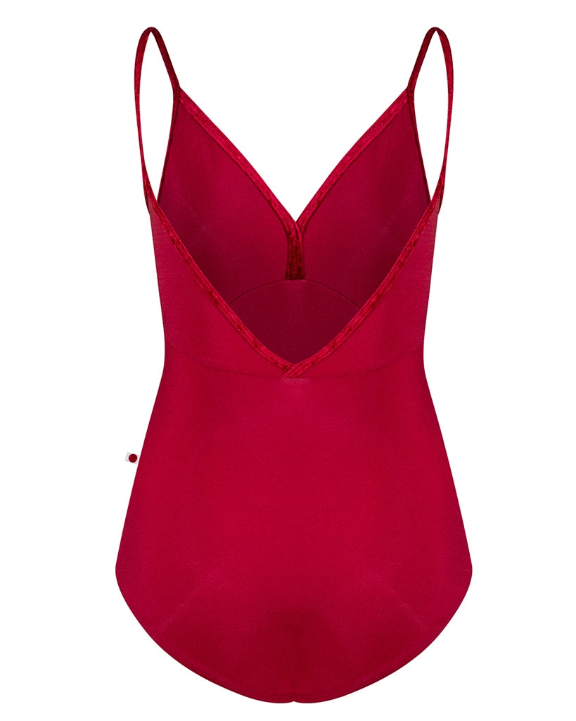 Yumiko Daria with Velvet V-Front &amp; Back Camisole Leotard - Womens - Berry / Dark Red