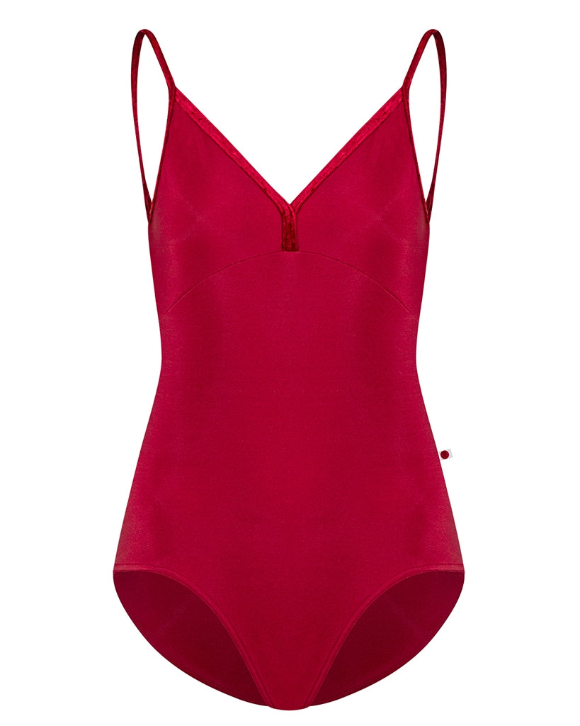 Yumiko Daria with Velvet V-Front &amp; Back Camisole Leotard - Womens - Berry / Dark Red