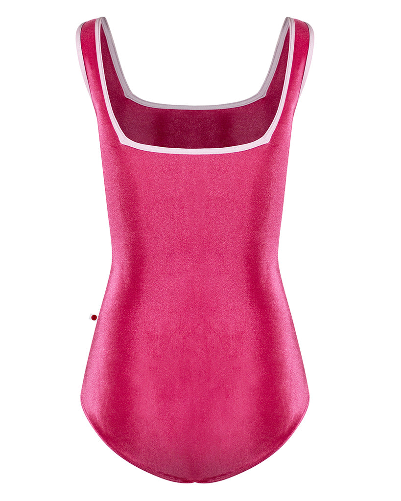 Yumiko Marieke Velvet Square Neck Tank Sleeve Leotard - Womens - Peony / Rose