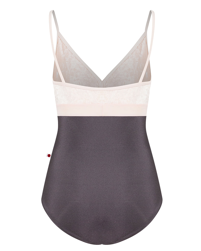 Yumiko Zoe Colour Block V Front with Velvet Camisole Leotard - Womens - Shadow / Misty Rose