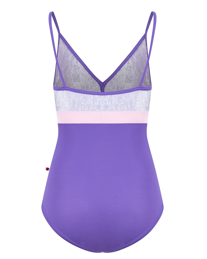 Yumiko Zoe Colour Block V Front with Velvet Camisole Leotard - Womens - Wisteria / Angelic / Rose