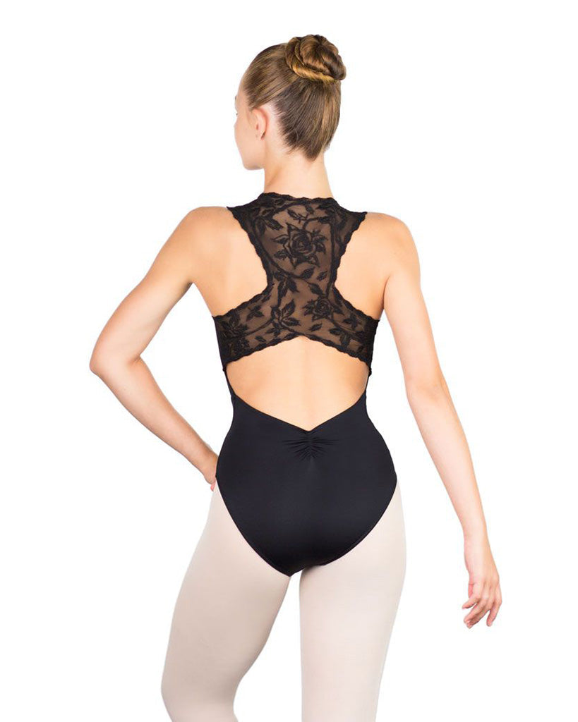 Ballet Rosa Ginger Zip Front Embroidered Lace Pinch Low Back