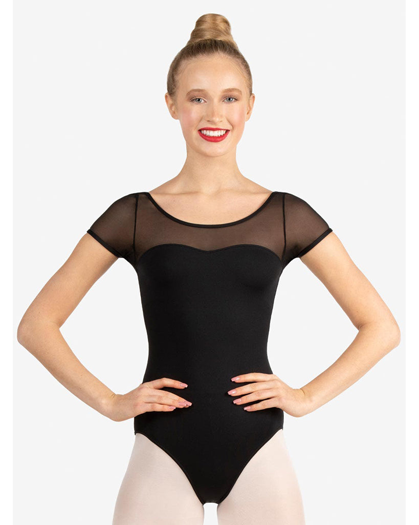 Capezio Mesh Yoke Short Sleeve Leotard - SE1039C Girls - Dancewear - Bodysuits & Leotards - Dancewear Centre Canada