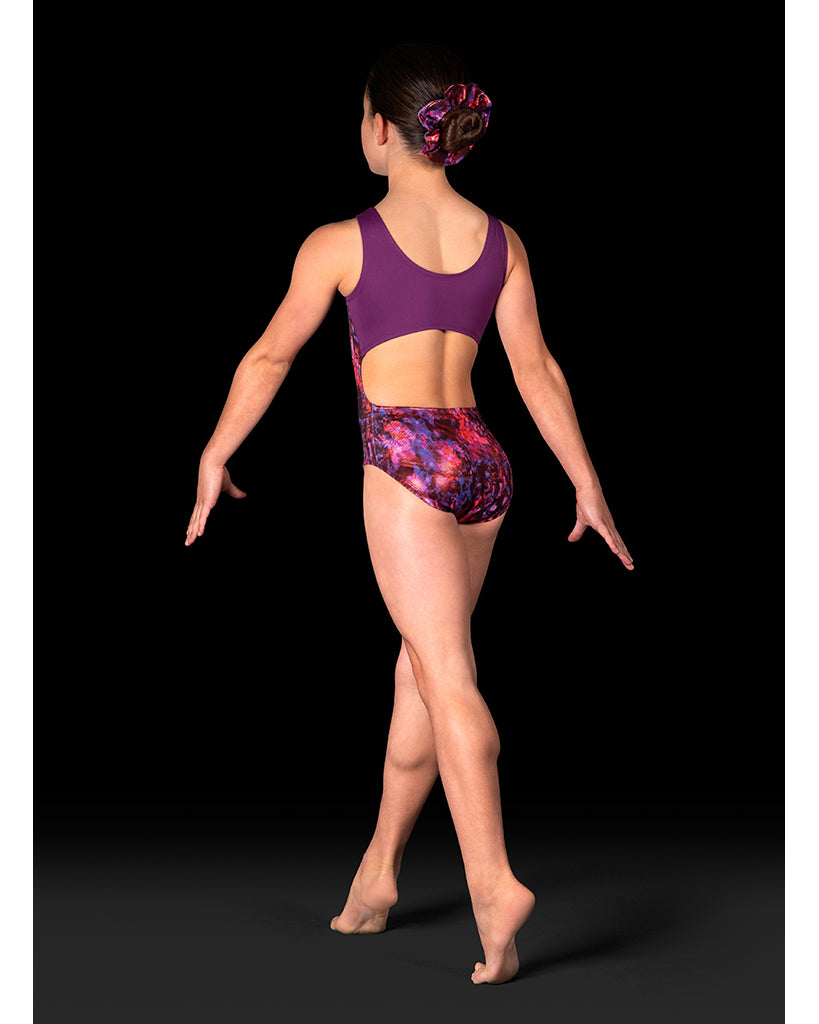 Dynami Gymnastic Contrast Panel Open Back Tank Leotard - GB240C Girls - Tie Dye Print - Dancewear - Gymnastics - Dancewear Centre Canada