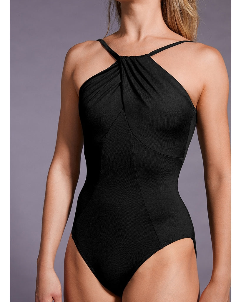 Mirella Black Label High Neck Gather Detail Low Back Camisole Leotard - MB7229 Womens - Dancewear - Bodysuits & Leotards - Dancewear Centre Canada